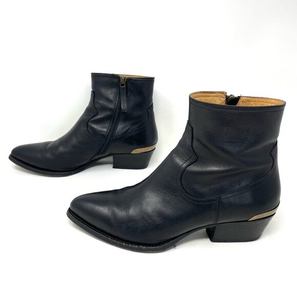 * Buttero Black Leather Western Boots Made in Italy Size 39 - Picture 5 of 13